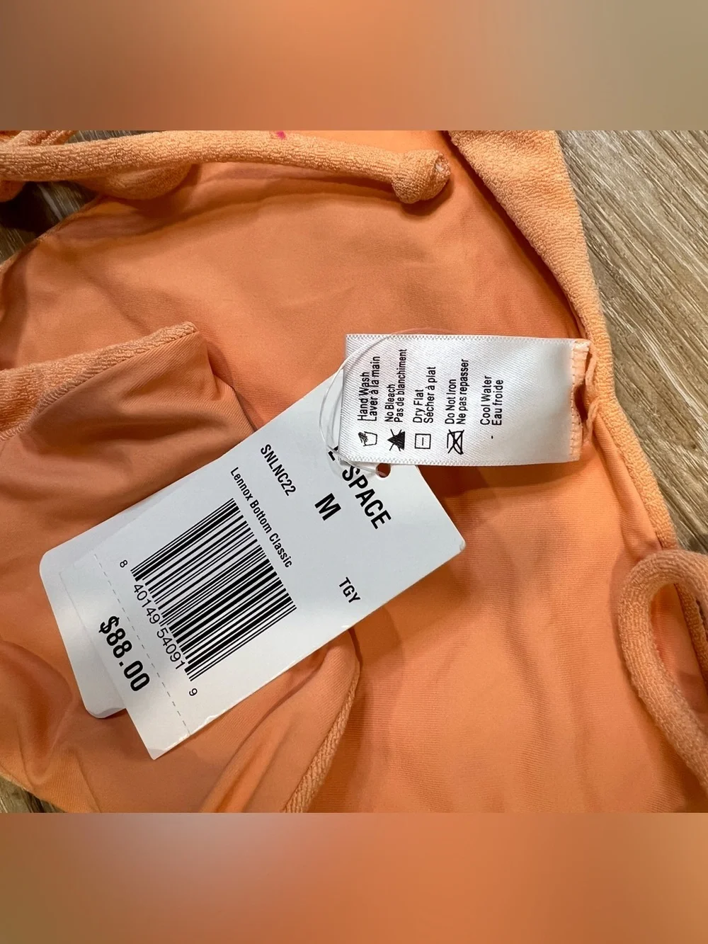 L Space Orange Tie-Side Bikini Bottoms Size Medium